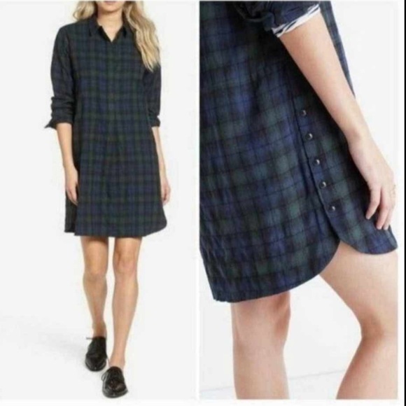 Madewell Tartan Flannel Plaid Shirt Dress - Picture 3 of 8